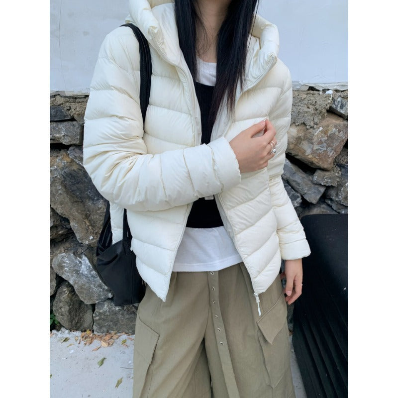 Women's quilted down jacket with high collar and light thermal insulation Mune Fashion