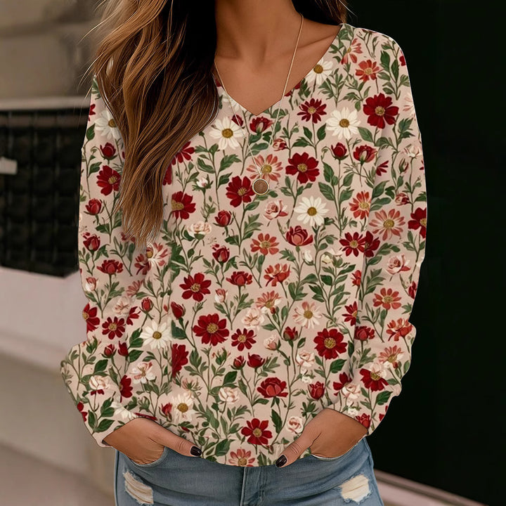 Women Boho-Mandala V-Neck Oversize Sweatshirt with Soft Sweat Fabric Mune Fashion