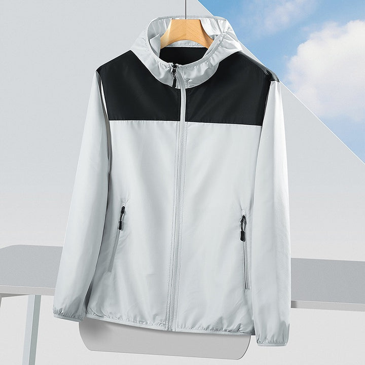Men's Lightweight Windproof Hooded Transition Jacket with Shoulder Yoke, Water-Repellent Ripstop & Zipper Pockets Mune Fashion