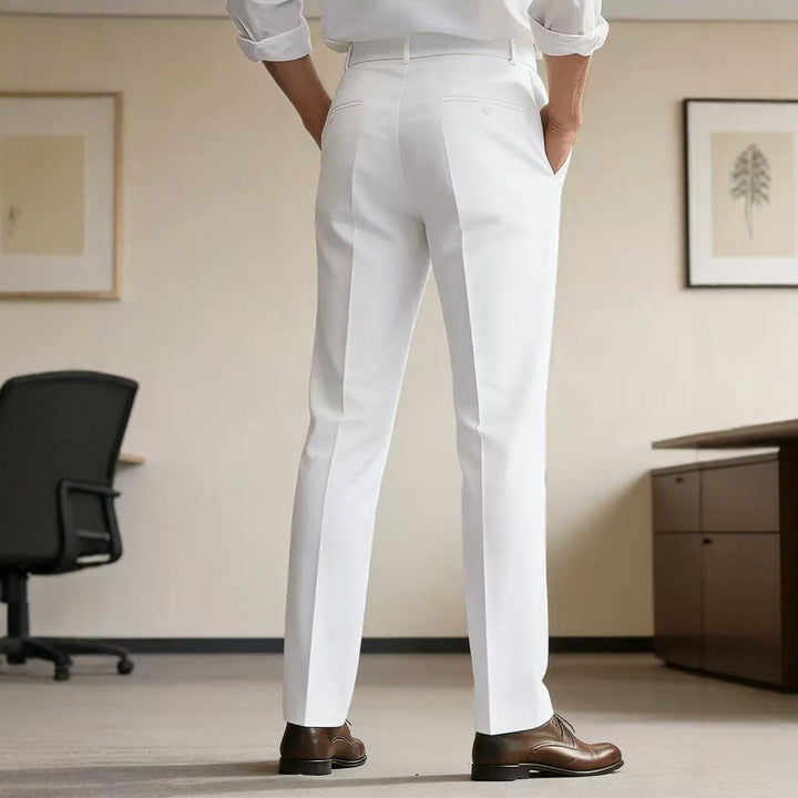Men's narrow-cut dress pants with crease, flat waistband, and stretch comfort Mune Fashion