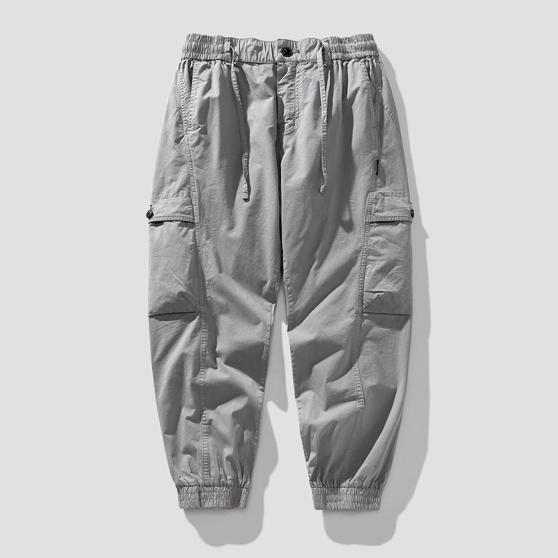 Herren Elastische Cargo-Jogginghose mit Tunnelzug, Knieabnähern und Multifachtaschen Mune Fashion