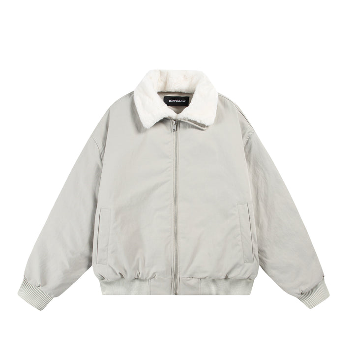 Men's Boxy Bomber Jacket with Teddy Collar and Ribbed Hem Mune Fashion