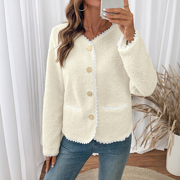 Women Elegant Cardigan with Lace Decorations Mune Fashion
