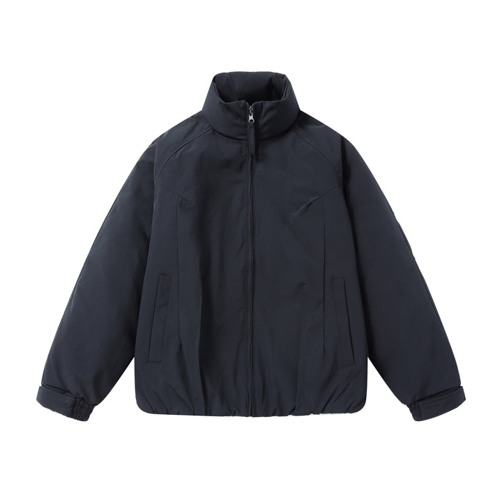 Men's short puffer jacket with protective stand-up collar, concealed zipper, and elastic hem Mune Fashion