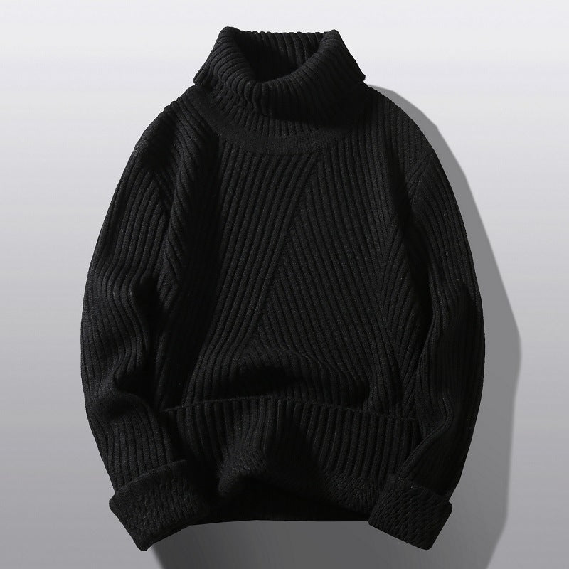 Men's structured turtleneck sweater with diagonal rib texture and slim fit Mune Fashion