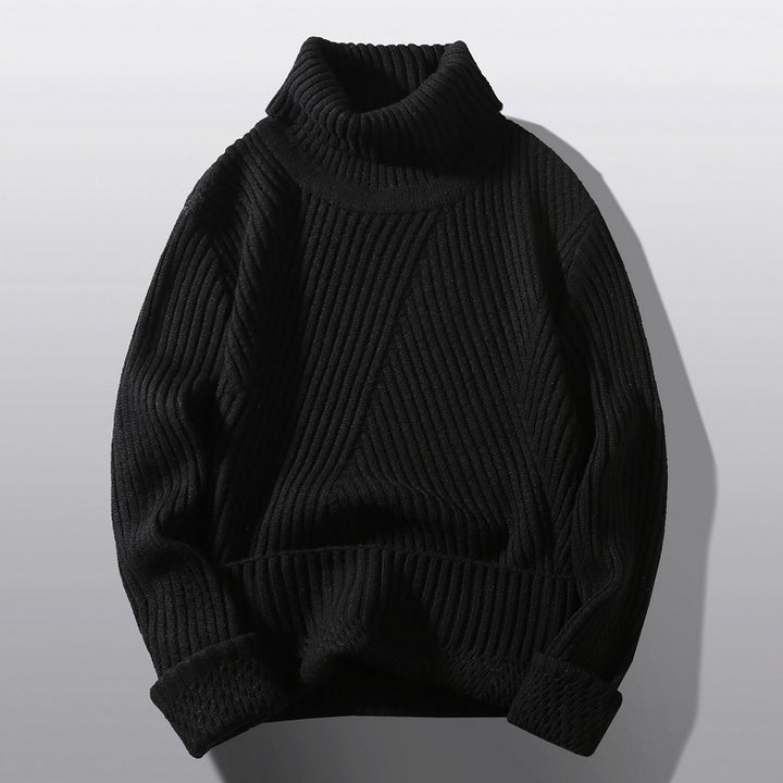 Men's structured turtleneck sweater with diagonal rib texture and slim fit Mune Fashion