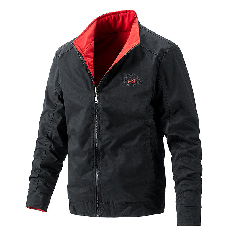 Men's Lightweight Water-Repellent Zip Jacket with Stand Collar and Contrasting Lining Mune Fashion