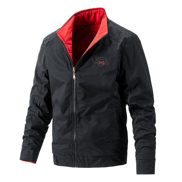 Men's Lightweight Water-Repellent Zip Jacket with Stand Collar and Contrasting Lining Mune Fashion
