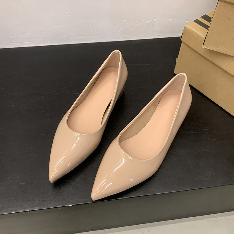 Ladies flat pointed patent ballerina with padded comfort insole Mune Fashion