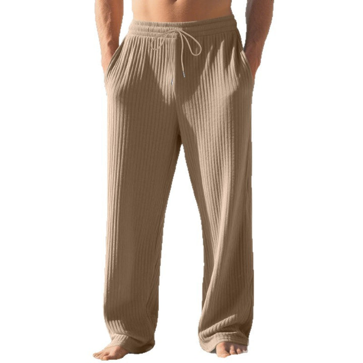 Men's loose ribbed lightweight casual pants with elastic drawstring waistband and side pockets Mune Fashion