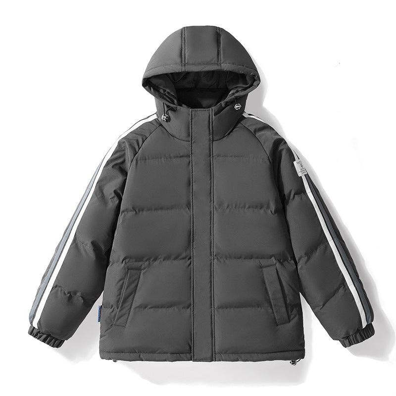 Men's Quilted Hooded Jacket with Contrast Stripes on the Sleeves Mune Fashion
