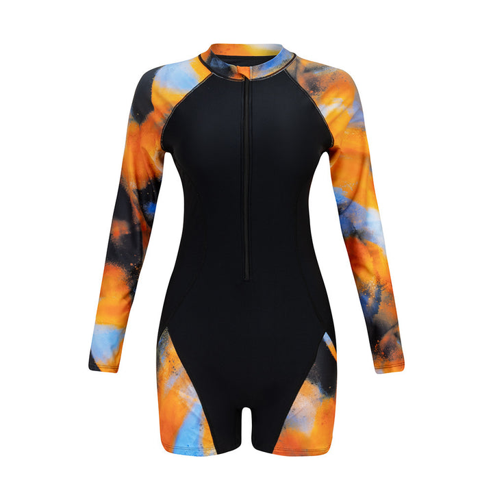 Women's Long Sleeve Surf Suit with Colorful Art Design Mune Fashion