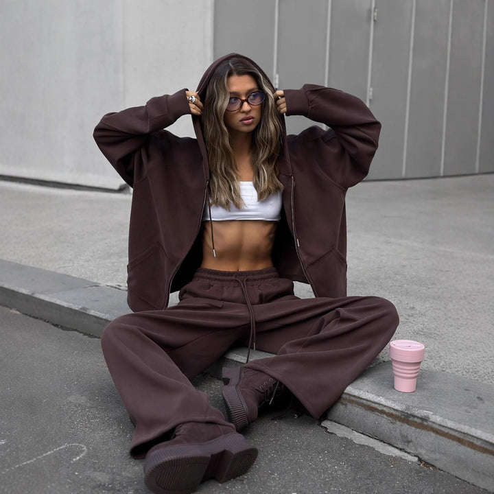 Women's oversized zip-up hoodie with kangaroo pocket Mune Fashion