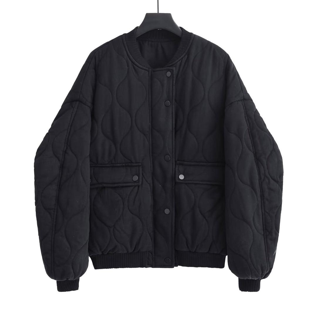 Women's Quilted Bomber Jacket with Organic Quilting and Snap Front Mune Fashion