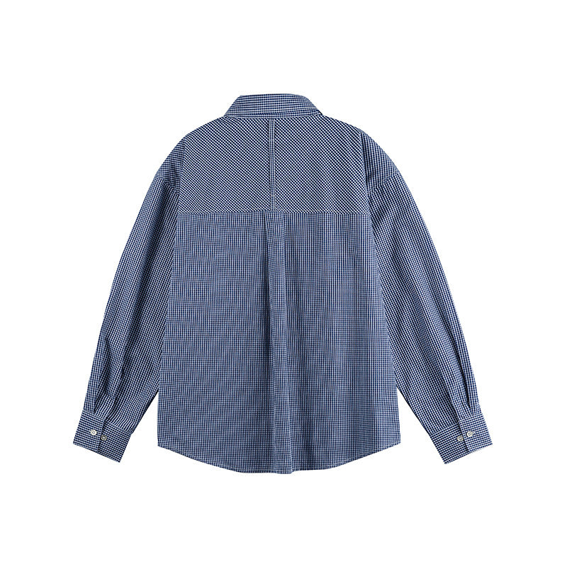 Men's Check Oversize Shirt with Button-Down Collar and Rounded Hem Mune Fashion