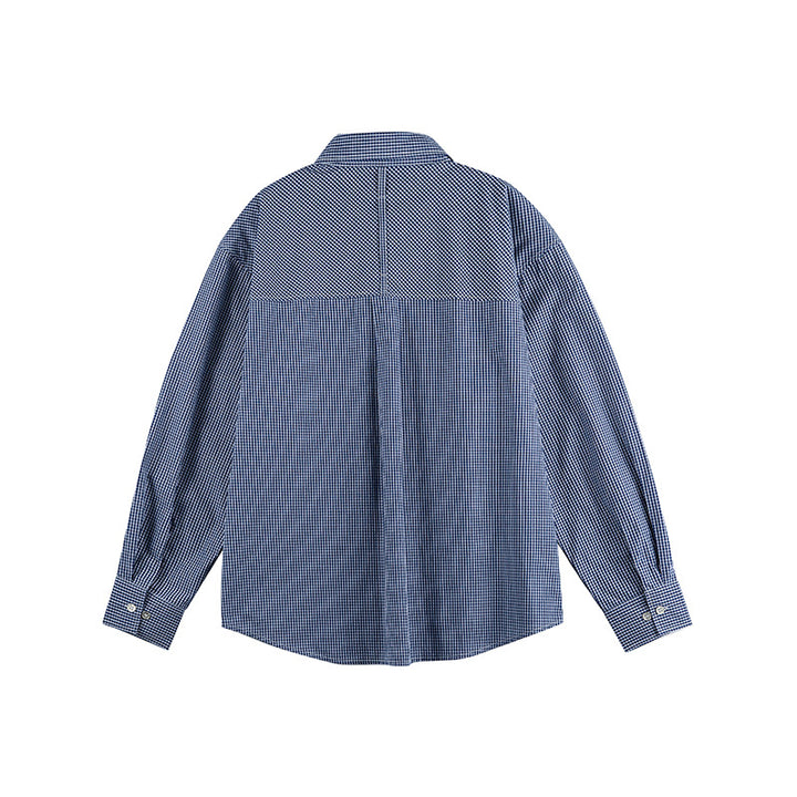 Men's Check Oversize Shirt with Button-Down Collar and Rounded Hem Mune Fashion