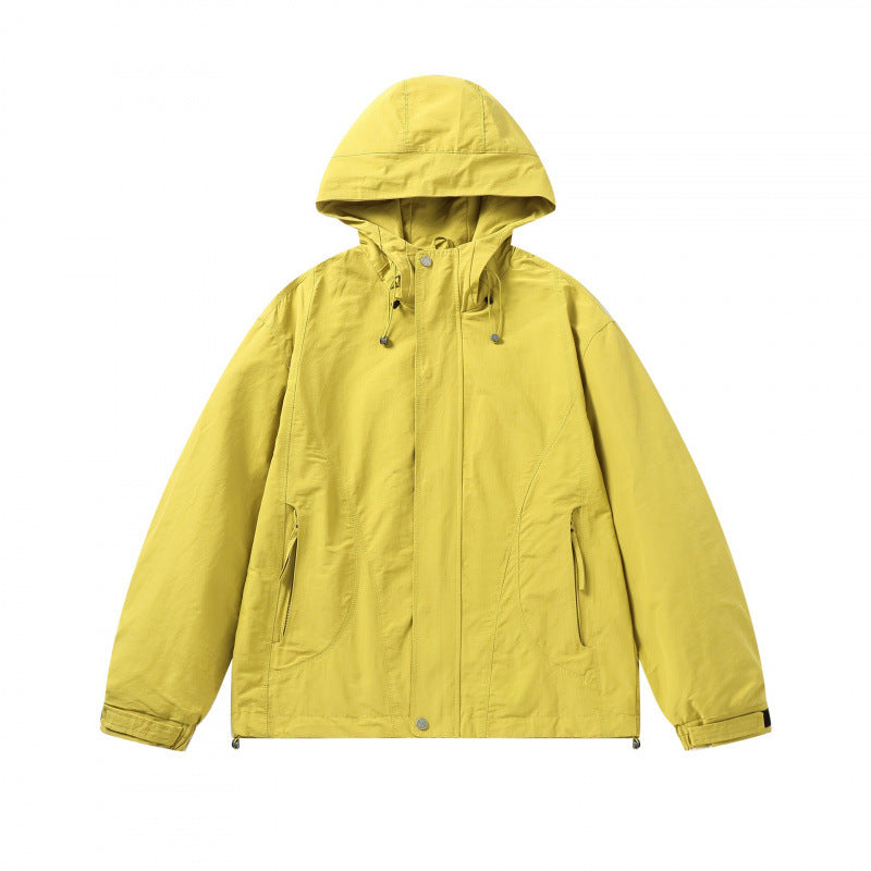 Unisex Short cut hoodie in technical outdoor style with drawstring, concealed front placket and adjustable cuffs Mune Fashion