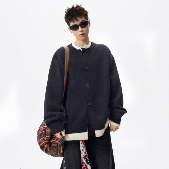 Women's Oversized Cardigan with Button Placket Mune Fashion