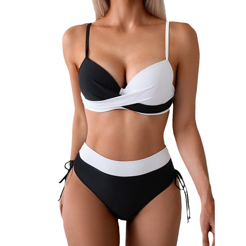 Women High-Waisted Bikini with Fashionable Wrap Design Mune Fashion