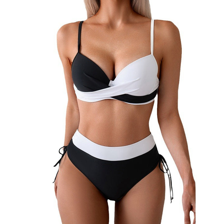 Women High-Waisted Bikini with Fashionable Wrap Design Mune Fashion