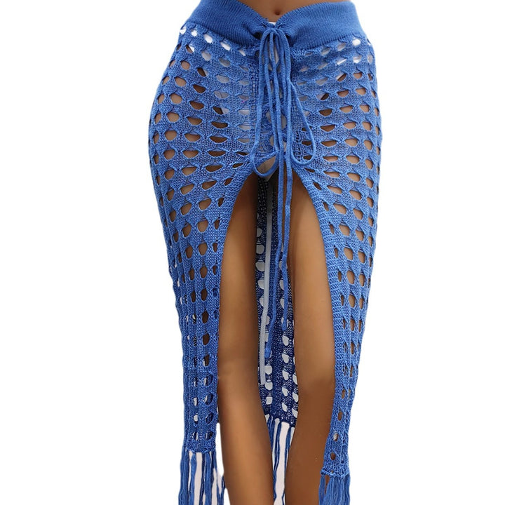Women's crocheted beach sarong with fringes Mune Fashion