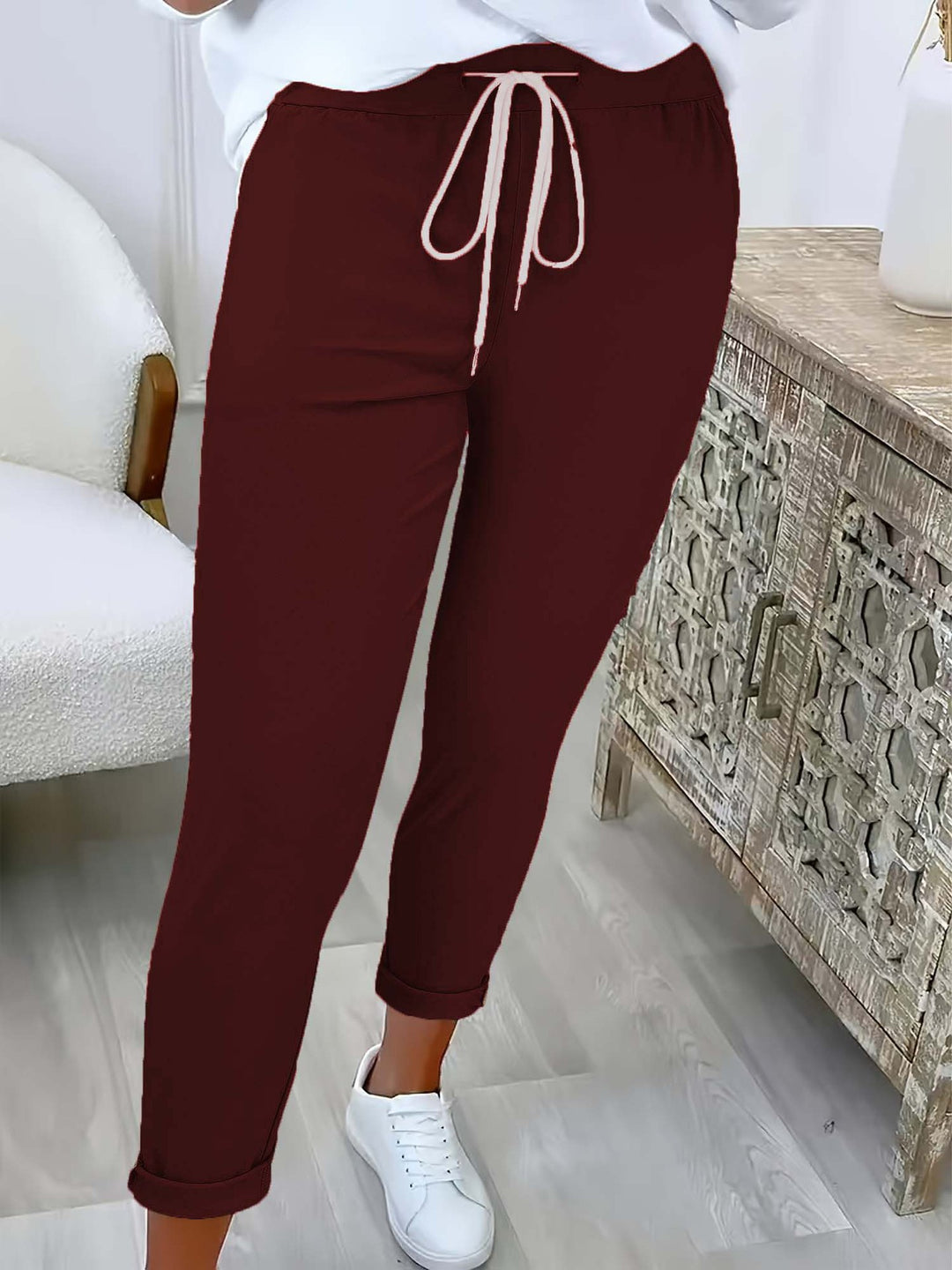 Women's Slim-Fit Jogging Pants with Drawstring and Cuff Mune Fashion
