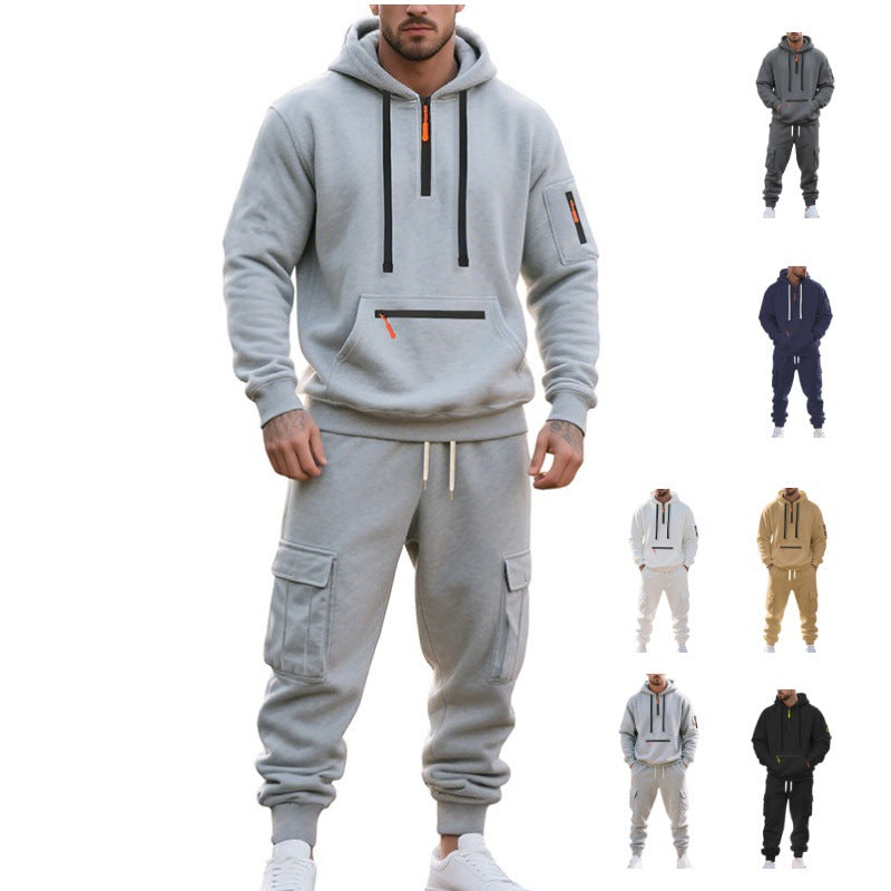Men's Urban Cargo Jogging Set with Utility Hoodie, Zipper Details and Cargo Joggers Mune Fashion
