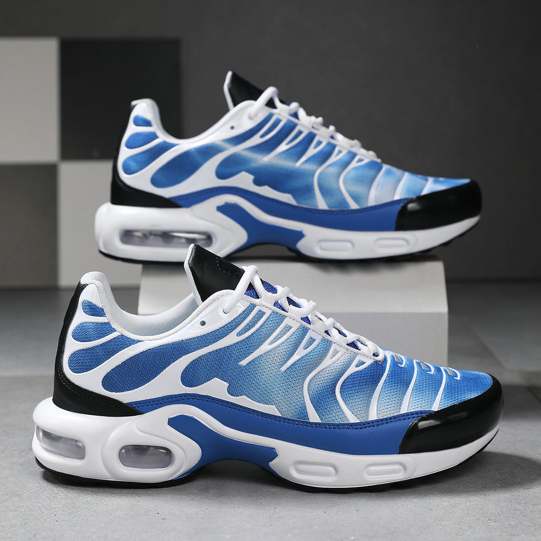 Men's Cushioned Sports Sneakers with Visible Air Chamber and Breathable Gradient Knit Mune Fashion
