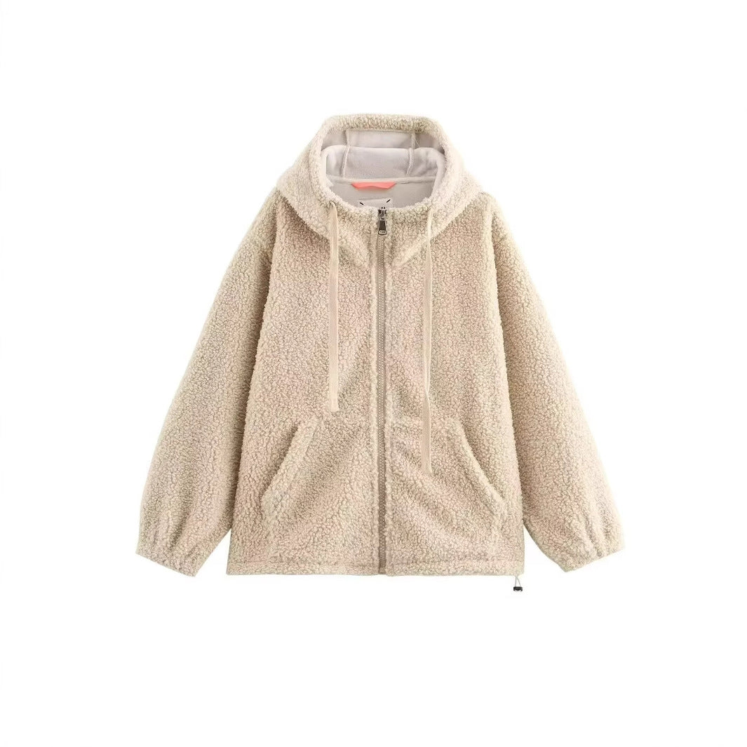 Women's Teddy Fleece Hooded Jacket with Full Zip and Kangaroo Pockets Mune Fashion