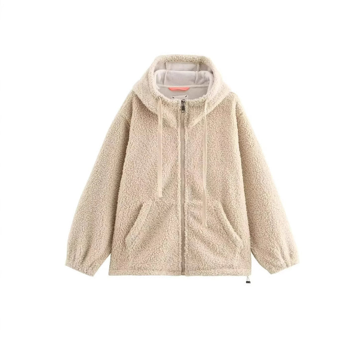 Women's Teddy Fleece Hooded Jacket with Full Zip and Kangaroo Pockets Mune Fashion