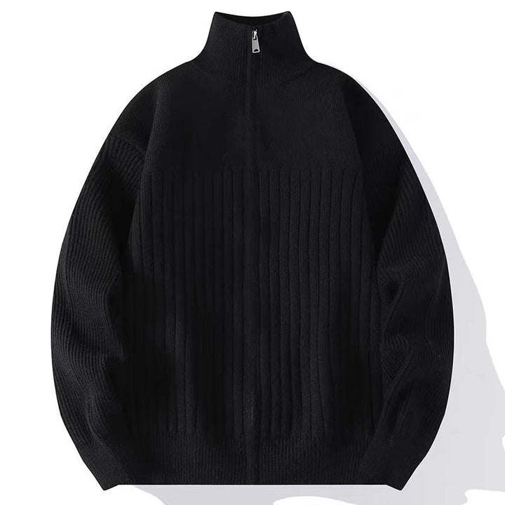 Men's Structured Knit Sweater with Half Zipper and Ribbed Texture Mune Fashion