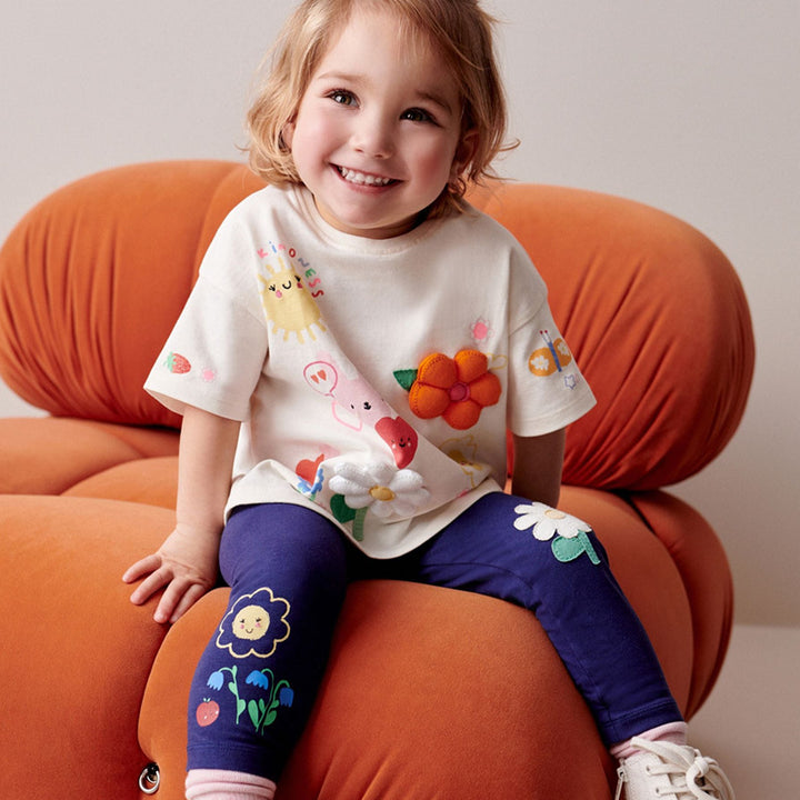 Girls leggings with playful flower application Mune Fashion