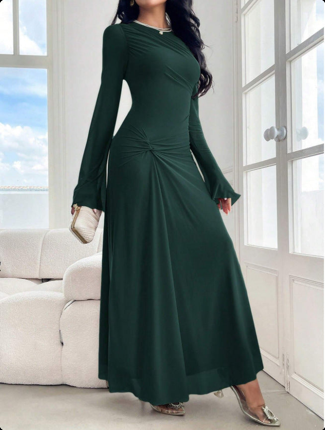 Women's maxi dress with gathered waist and bell sleeves Mune Fashion