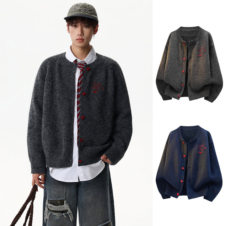 Women's Cozy Chunky Knit Cardigan with Heart Buttons Mune Fashion