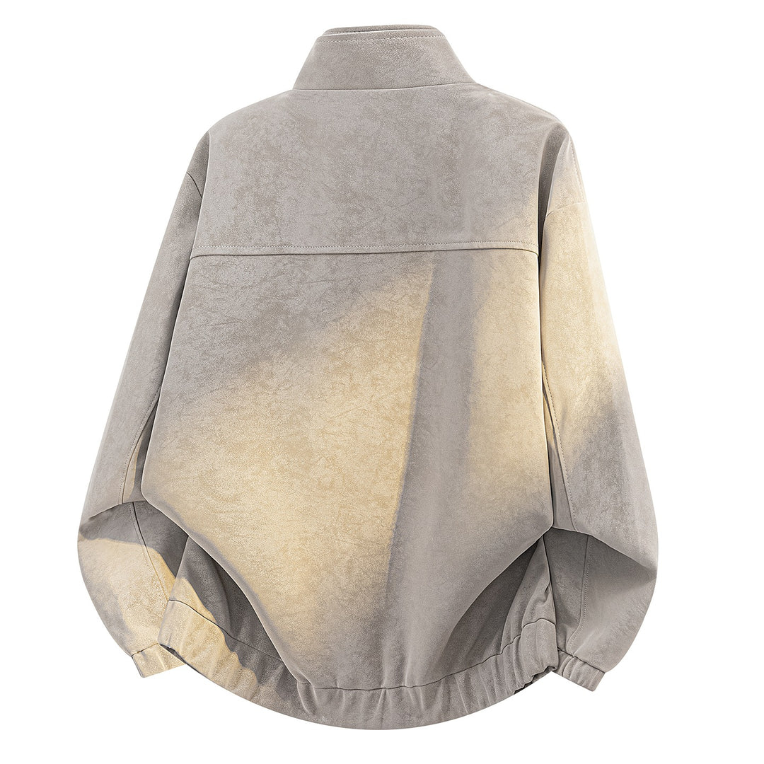 Men's Oversized Velvet-Optic Bomber Jacket with High Stand-Up Collar, Asymmetrical Chest Yoke & Elastic Hem Mune Fashion
