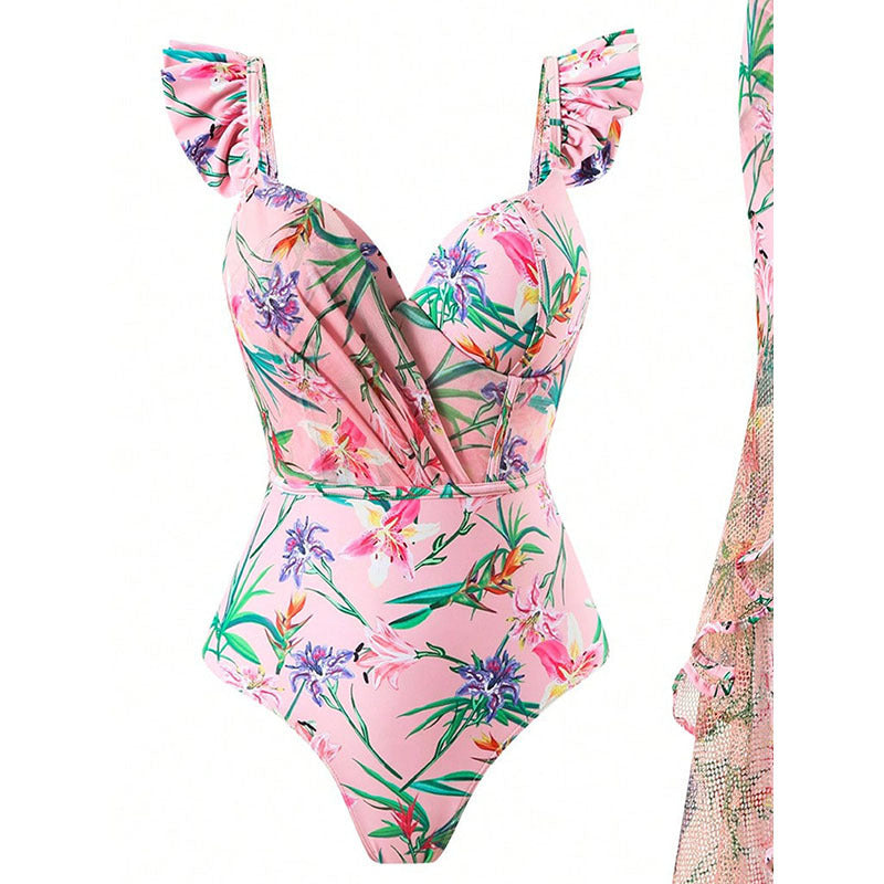 Women's swimsuit with ruffles and matching wrap skirt Mune Fashion