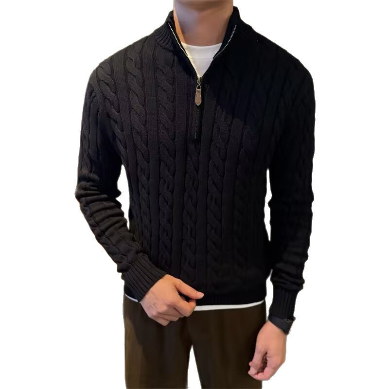 Men's chunky knit sweater with high collar and zipper Mune Fashion
