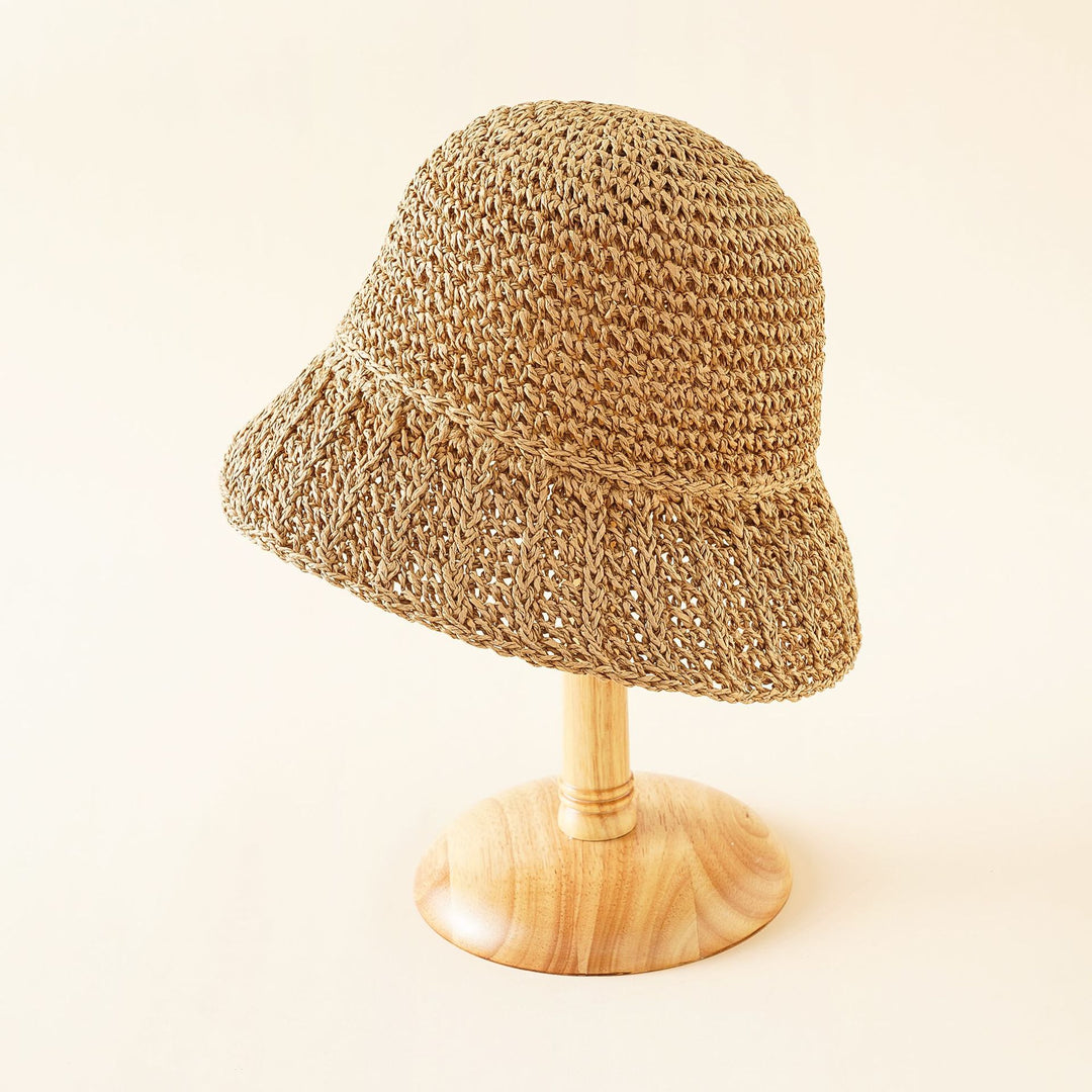 Women's Braided Sun Hat with Soft Brim and Decorative Stitching Mune Fashion