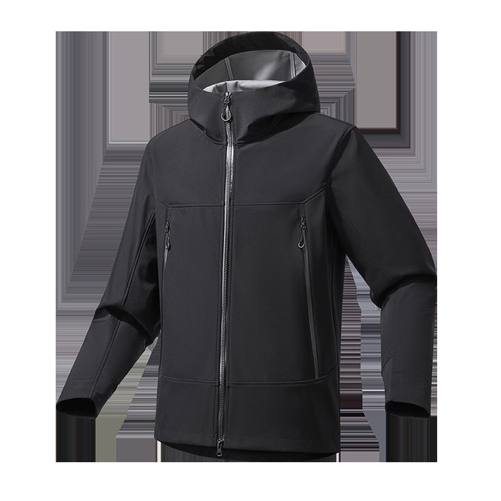 Men's Softshell Hoodie with Stretch, wind and water-repellent membrane and two-way zipper Mune Fashion