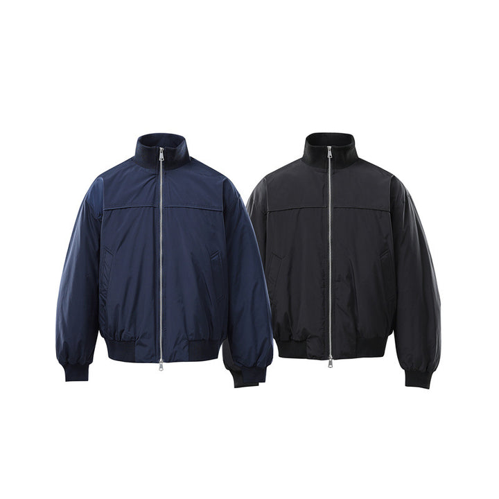 Men's Lightweight Nylon Bomber Jacket with Stand-Up Collar and Elastic Hem Mune Fashion