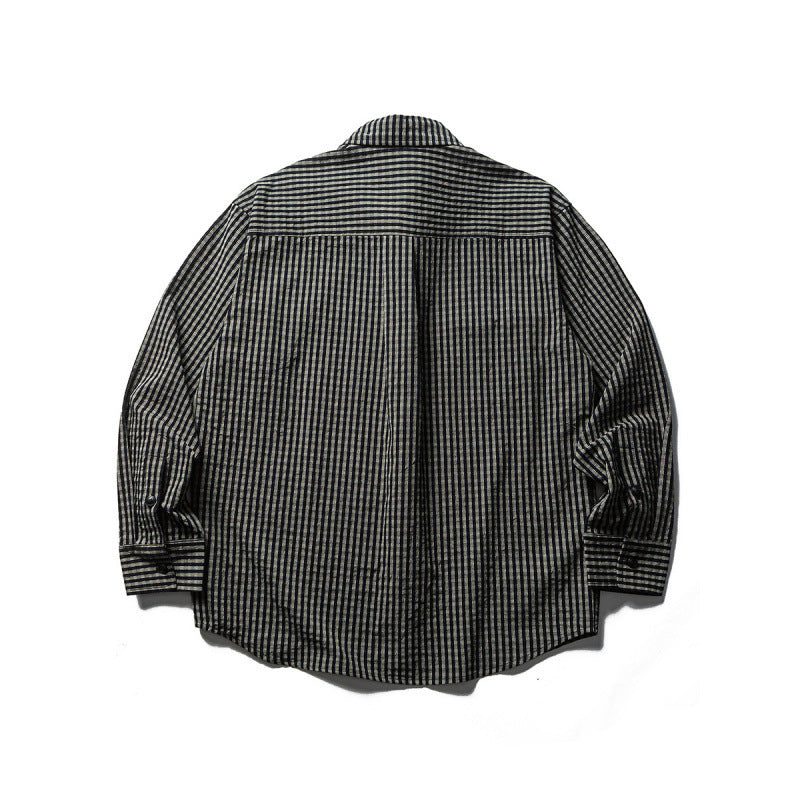Men's Oversize Check Shirt made of textured cotton blend with chest pockets Mune Fashion