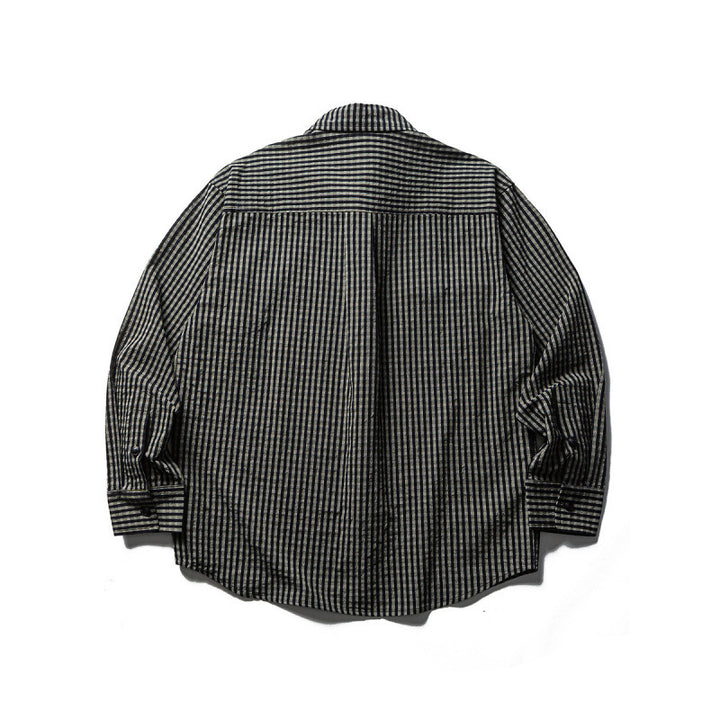 Men's Oversize Check Shirt made of textured cotton blend with chest pockets Mune Fashion