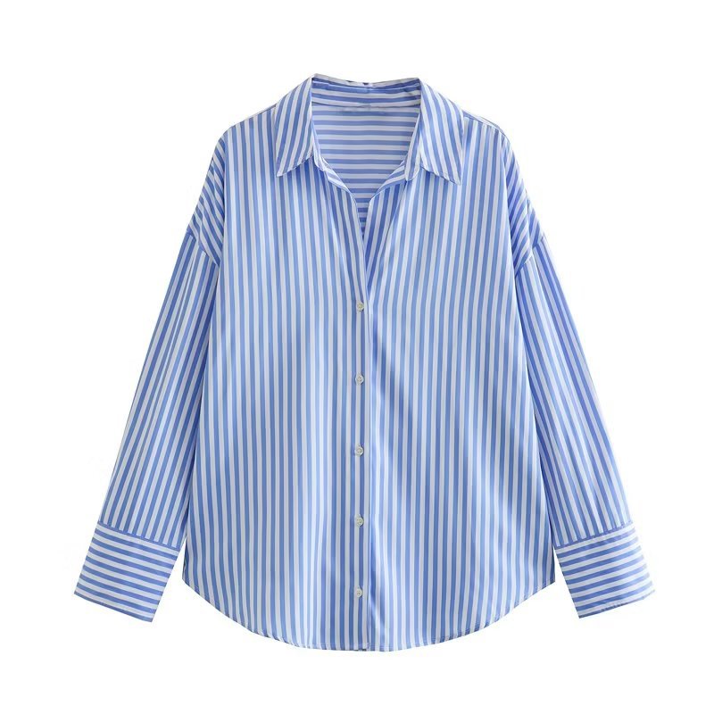 Women's Oversized Shirt Blouse with Dropped Shoulder and Classic Button Placket Mune Fashion