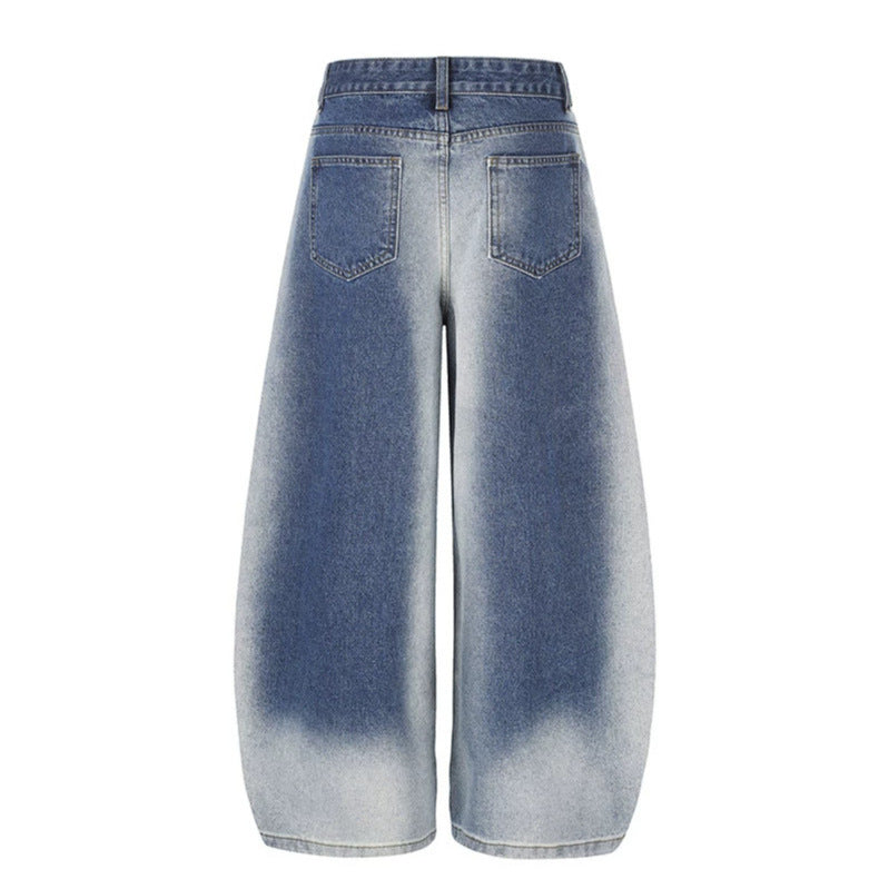 Women's Extra Wide High-Waist Palazzo Jeans with Crossed Decorative Waistband and Embroidered Pockets Mune Fashion