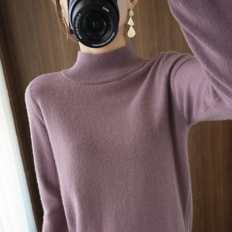 Women's Mockneck Pullover made of fluffy Angora blend with casual balloon sleeve silhouette Mune Fashion