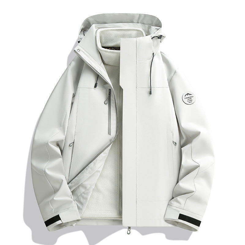 Unisex Water-Repellent Softshell Jacket with Fleece Lining and Adjustable Hood Mune Fashion