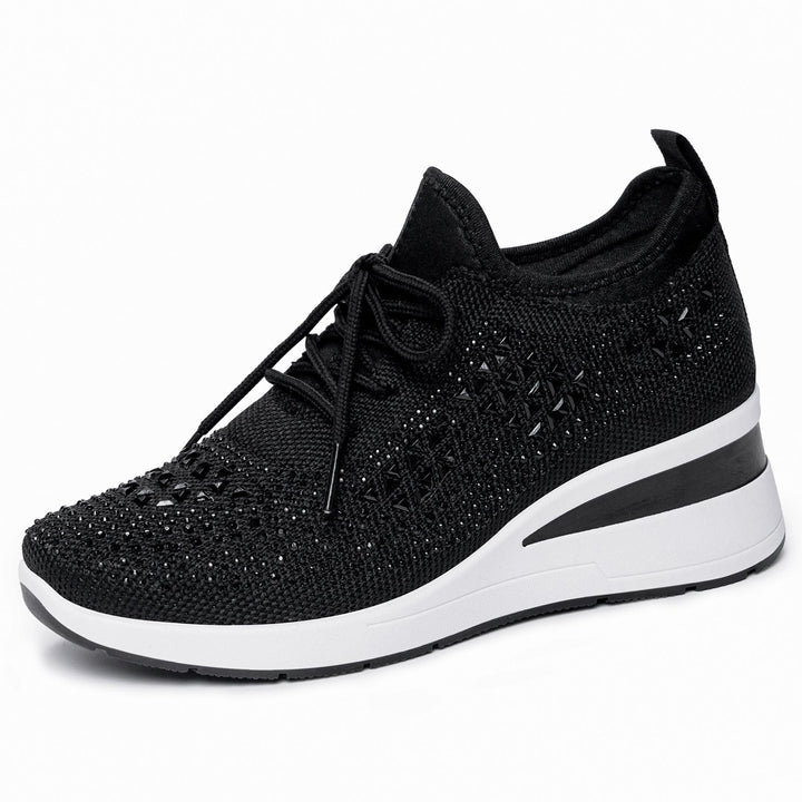 Women's sporty sneakers with rhinestone appliqués and breathable upper material Mune Fashion