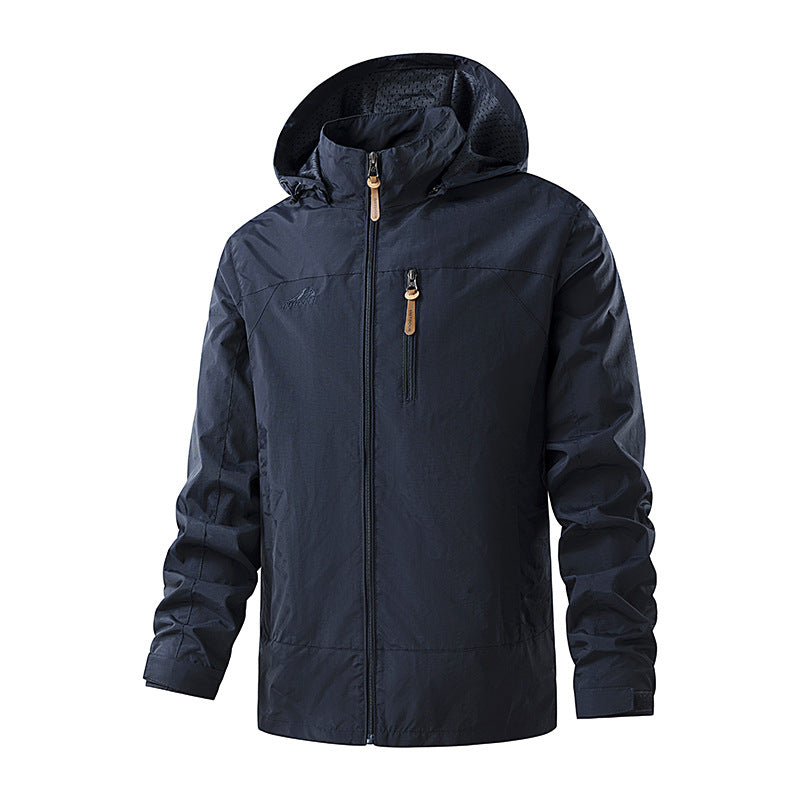 Men's Ultralight Outdoor Hooded Jacket with Mesh Lining, Chest Zipper and Adjustable Cuffs Mune Fashion