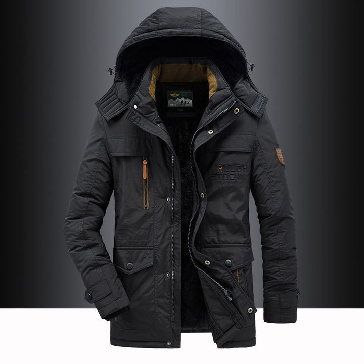 Men's insulated hooded parka with Sherpa lining, windproof front and multifunctional pockets Mune Fashion