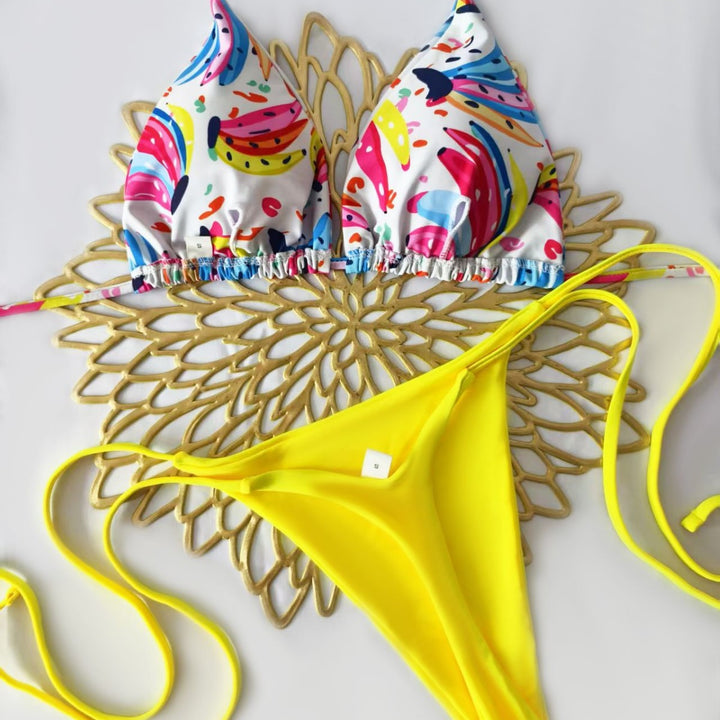 Women's bikini set with trendy animal print and fashionable bow detail Mune Fashion